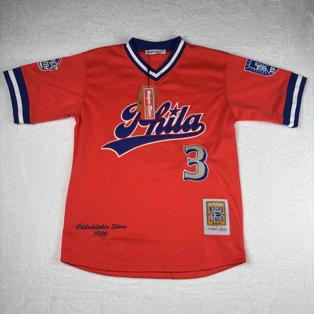 Headgear Philadelphia Stars #3 Red Pullover Batting Practice Jersey Men's Small